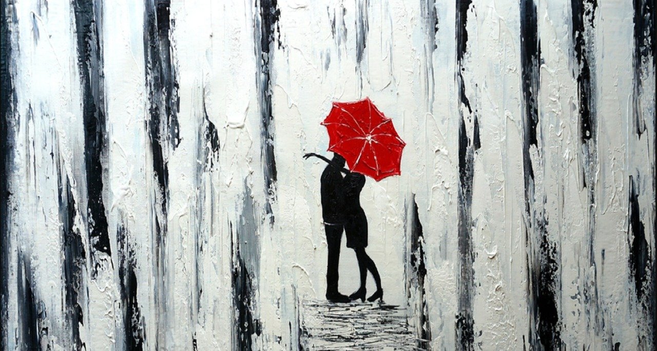 Romantic Couple Handmade Painting (40 inch x 20 inch) By Nidhi