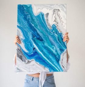Acrylic Pour Painting Portrait of ocean (Handmade) By Nidhi
