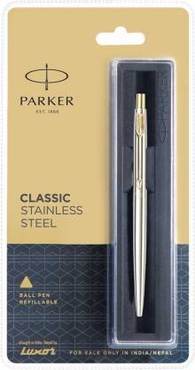 Parker Classic Stainless Steel Ball Pen With Gold Plated Clip
