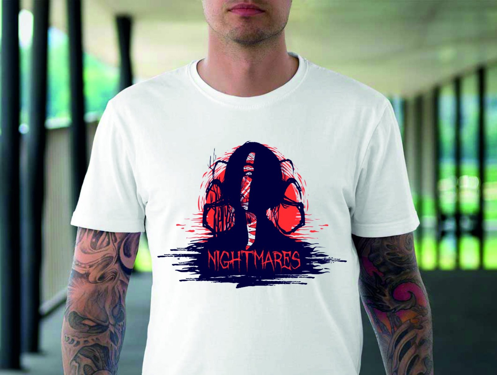 Nightmares Printed T-Shirt for Men (Polyester)