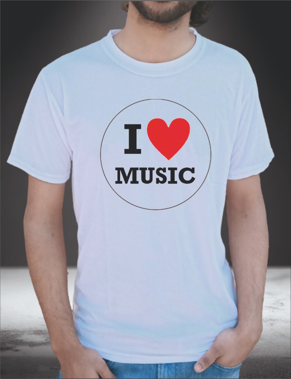 I Love Music Printed T-Shirt Half Sleeve