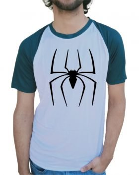 Black Spider Half Sleeve T-Shirt Green & White