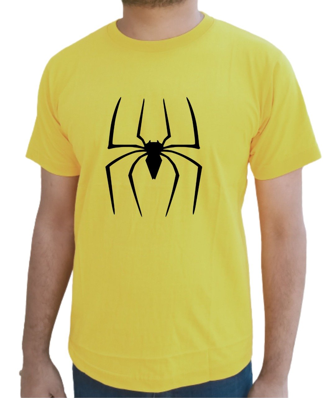Black Spider Half Sleeve T-Shirt Yellow