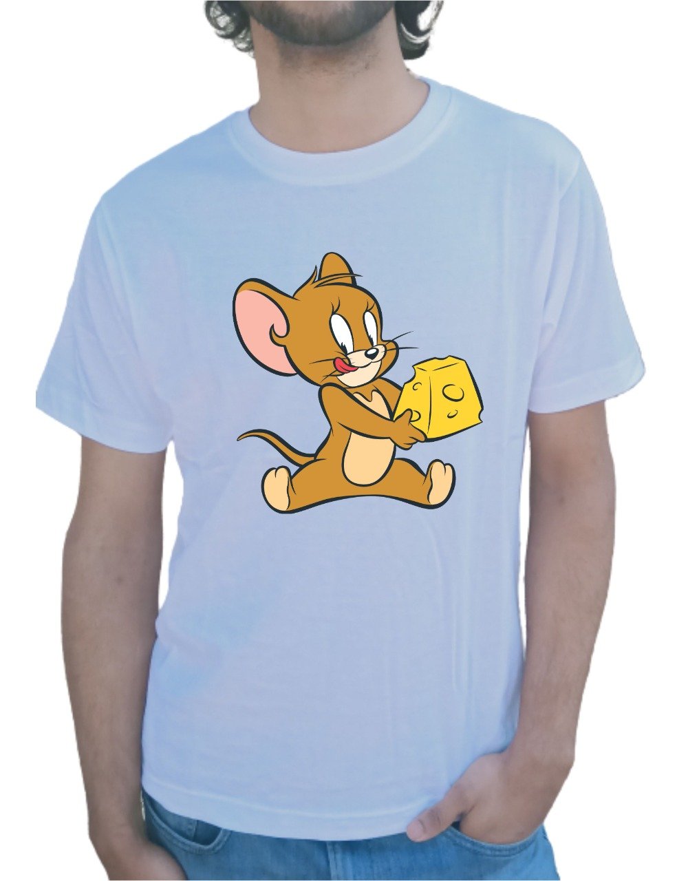 Cheese Jerry Half Sleeve White T-Shirt