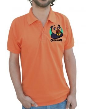 Chocolate Panda Collar Half Sleeve T-Shirt Orange