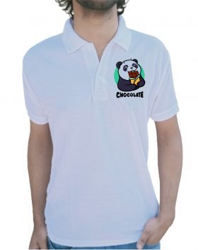 Chocolate Panda Collar Half Sleeve T-Shirt White