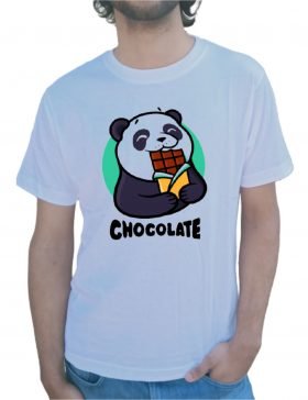 Chocolate Panda Half Sleeve White T-Shirt