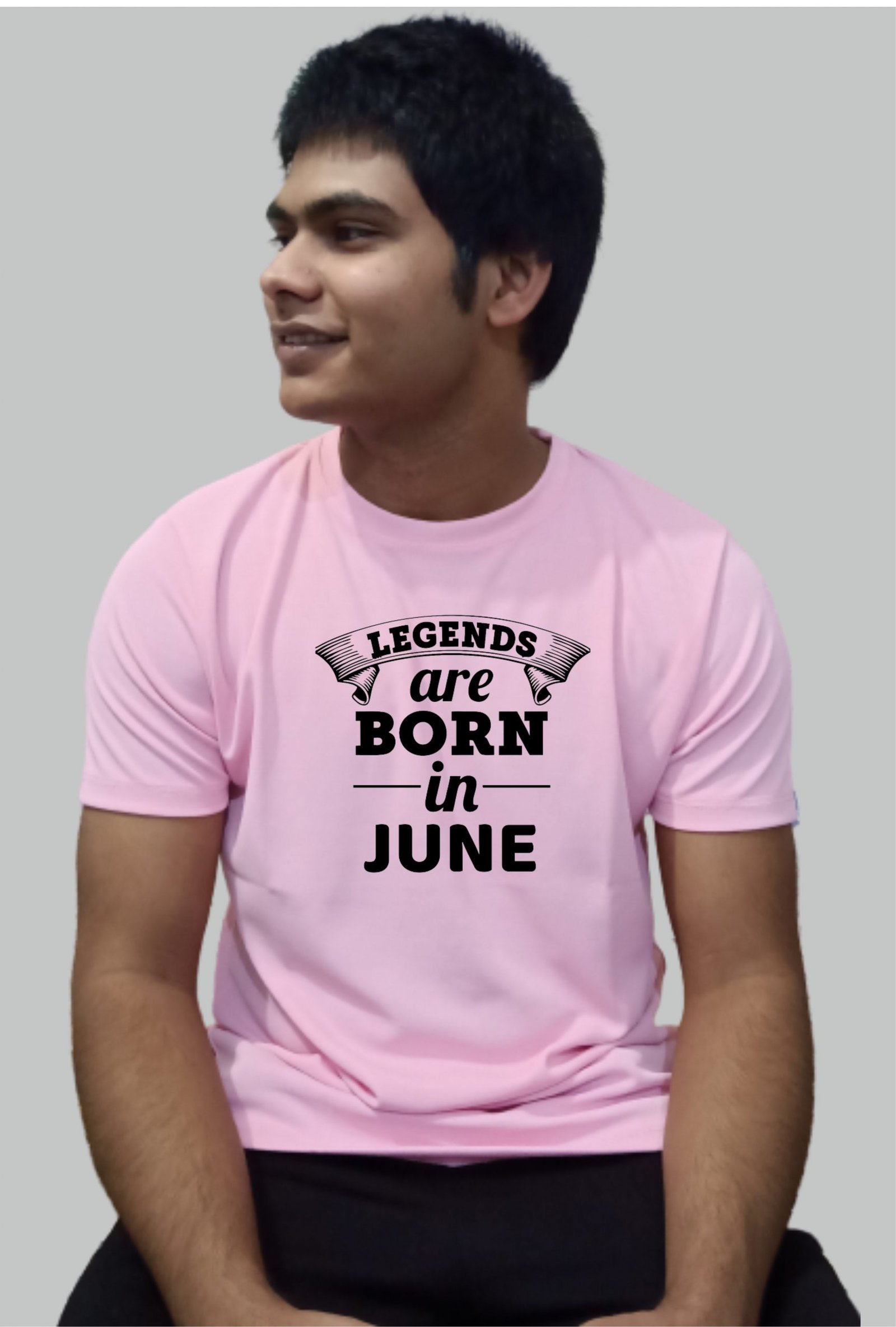 Legends Are Born In June Half SleeveT-Shirt Baby Pink