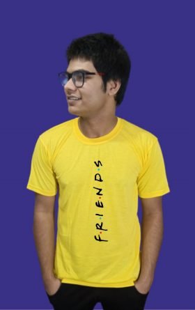 F R I E N D S Printed Half Sleeve T-Shirt For Men yellow1