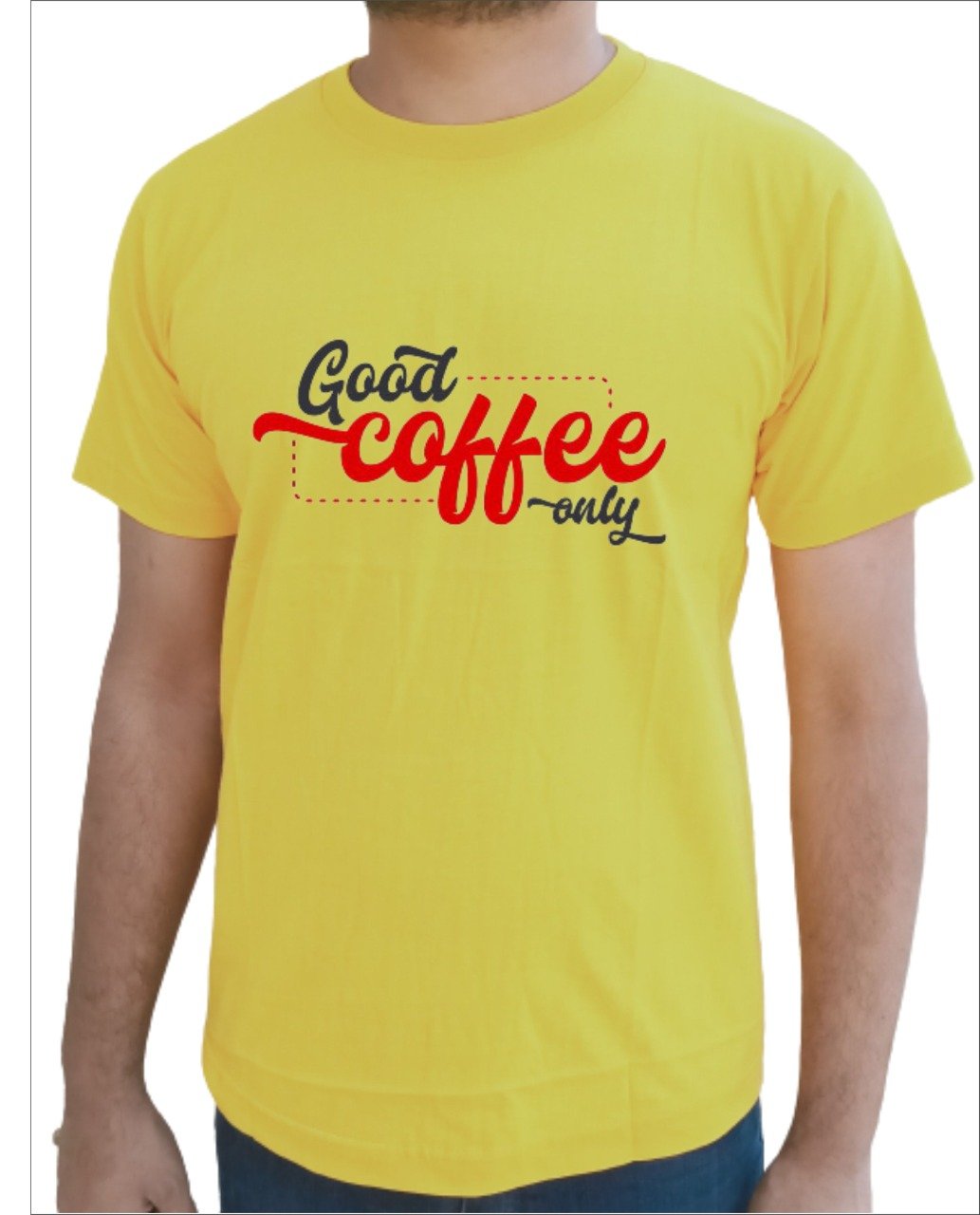 Good Coffee Only Half Sleeve T-Shirt Yellow