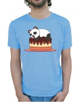 Lazy Panda Half Sleeve T-Shirt Sky Blue
