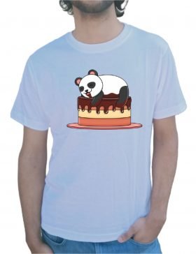 Lazy Panda Half Sleeve White T-Shirt