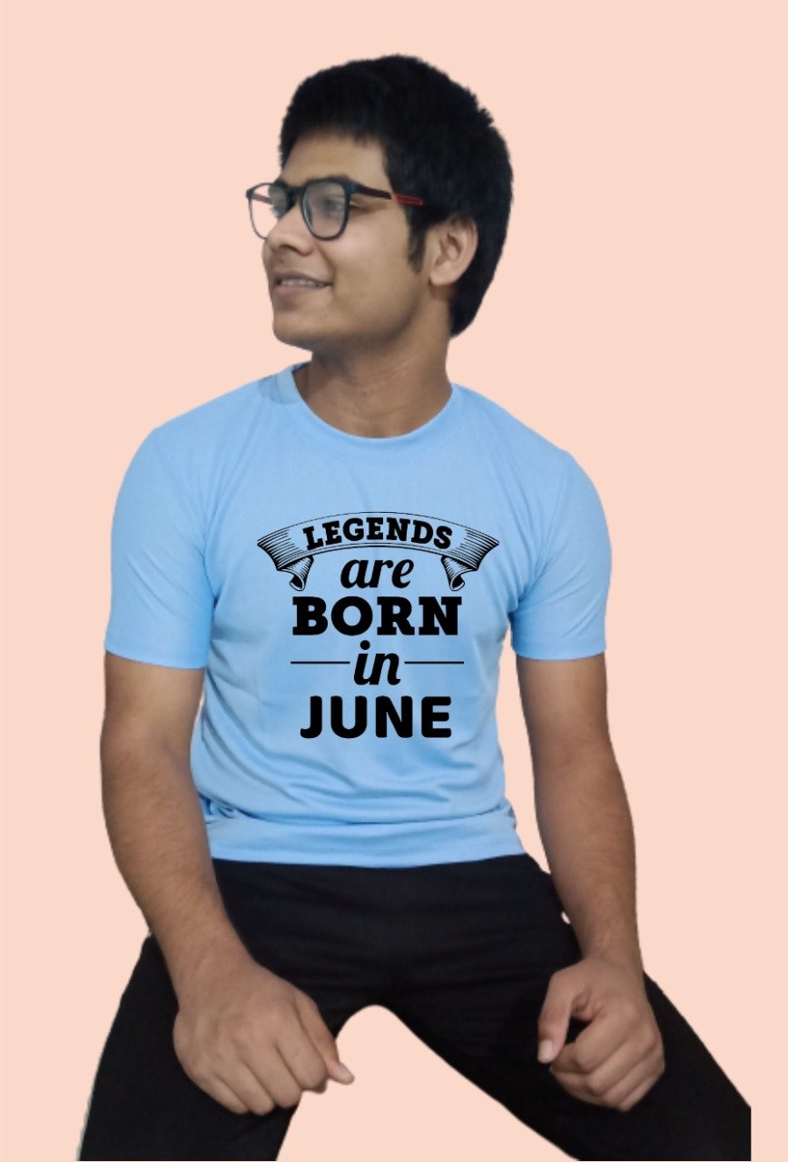 Legends Are Born In June Half SleeveT-Shirt Sky Blue