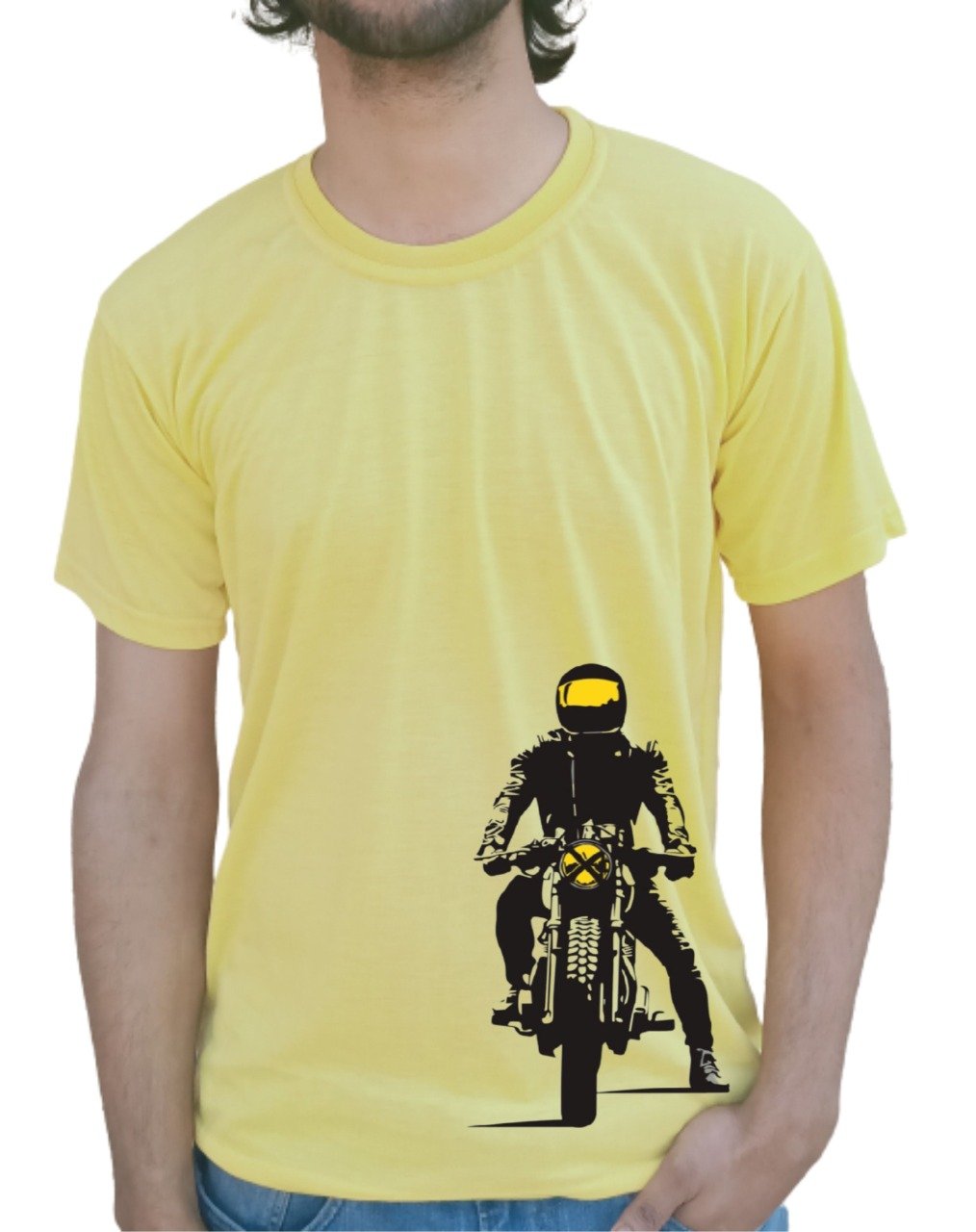Live To Ride Half Sleeve Yellow T-Shirt
