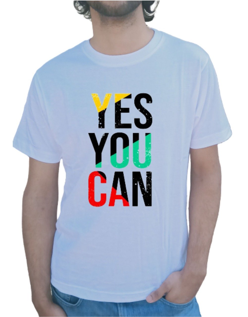 Motivational Quote Printed Cotton T-Shirt (Yes You Can)