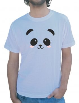 Panda Half Sleeve White T-Shirt