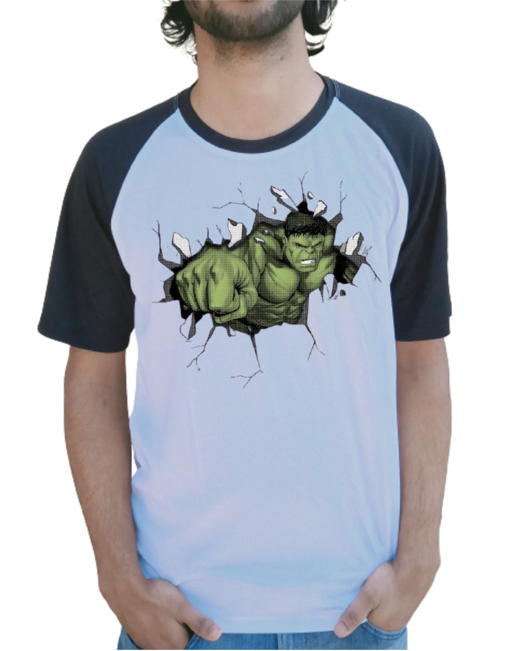 Smashing Hulk Half Sleeve T-Shirt Black & White