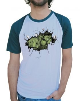 Smashing Hulk Half Sleeve T-Shirt Green & White