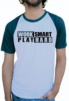 Quotes Printed Work Hard Play Smart Graphic Half Sleeve t-shirt