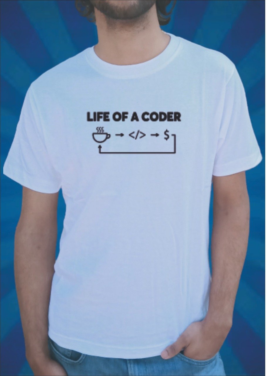 Life of A Coder Printed Half Sleeve T-Shirt