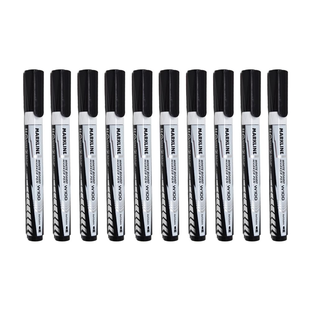 Linc Markline Whiteboard Marker Pen Black (10 Pc)