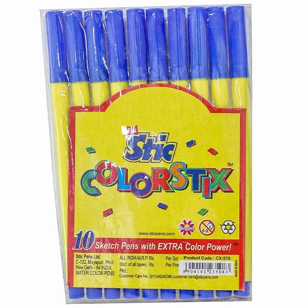 Blue Color Sketch Pen (Water Color Pens, 10 Pc)