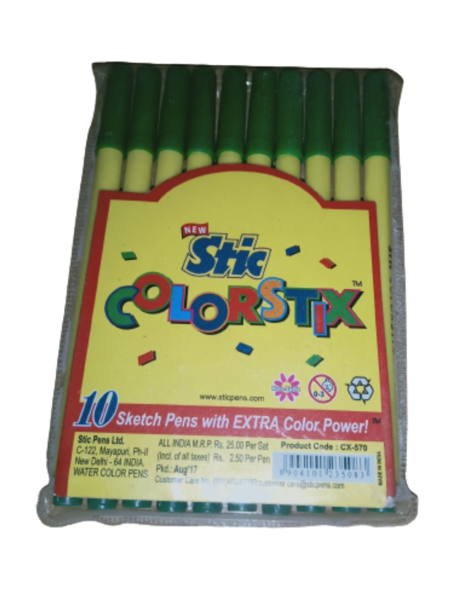 Green Color Sketch Pen (Water Color Pens, 10 Pc)