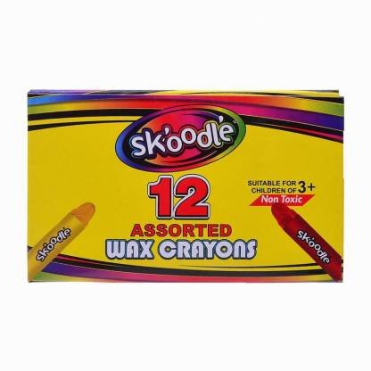 Skoodle Wax Crayons 12 Assorted Wax Crayons (Pack of 10)