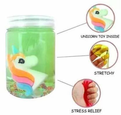 Crystal Clear Putty Slime Jelly Clay with UNICORN Figures Educational Toy Set Multicolor Putty Toy