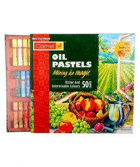50 Shades Oil Pastels (Camel) 50 Shades of Richer & interminable colors Amazing oil pastels for your child to get in the world of art of drawing & coloring which may add an extra feature & art in the life of your child which may lead your child to get overly in it. Features: 50 Shades 50 assorted shades + 1 scraping tool Conforms to safety standard EN 71 - 3 Camel Art Contest entry coupon inside the pack The best result can be seen on Drawing Paper. These colors can adhere easily to surfaces like textured paper, sketching paper, or even smooth tinted paper Not suitable for kids under 3 years  Made In India Note: The product comes in different packaging, the one available will be shipped to you.