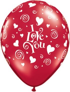 I Lovw You Printed Balloon (Multicolor, Pack of 5)