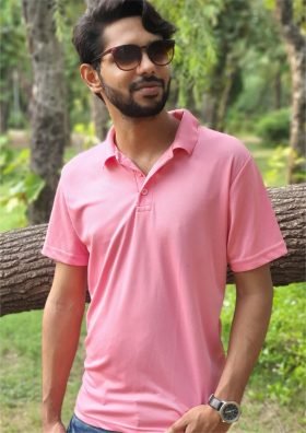 Pink Polo T-Shirt For Men (Half Sleeve)