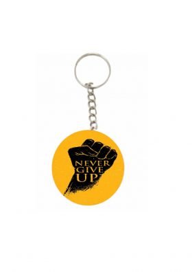Never Give Up Dual Side Printed Motivational Keychain for Boys and Girls