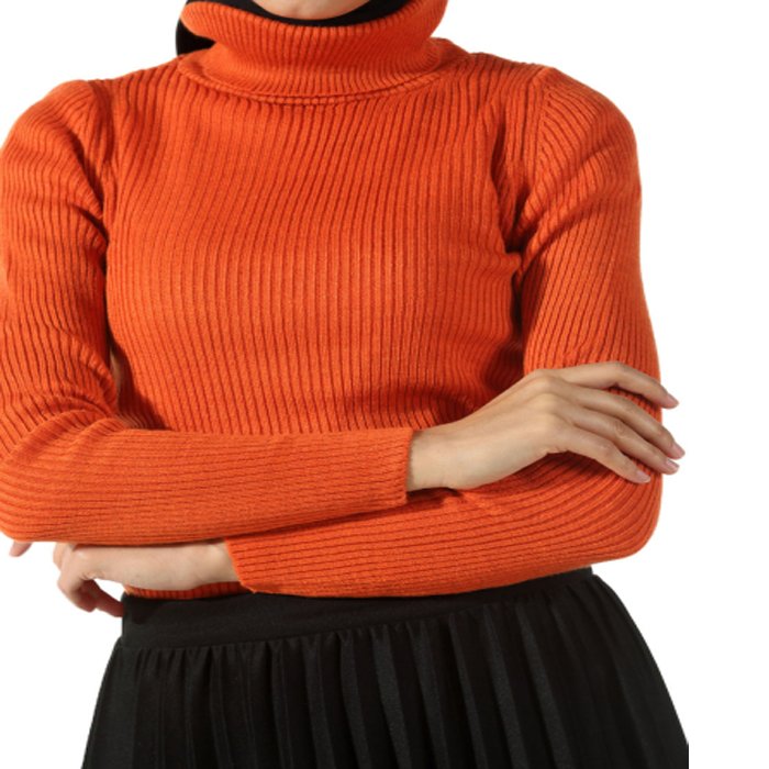 Women’s Orange Knit Sweater Bottoming Shirt
