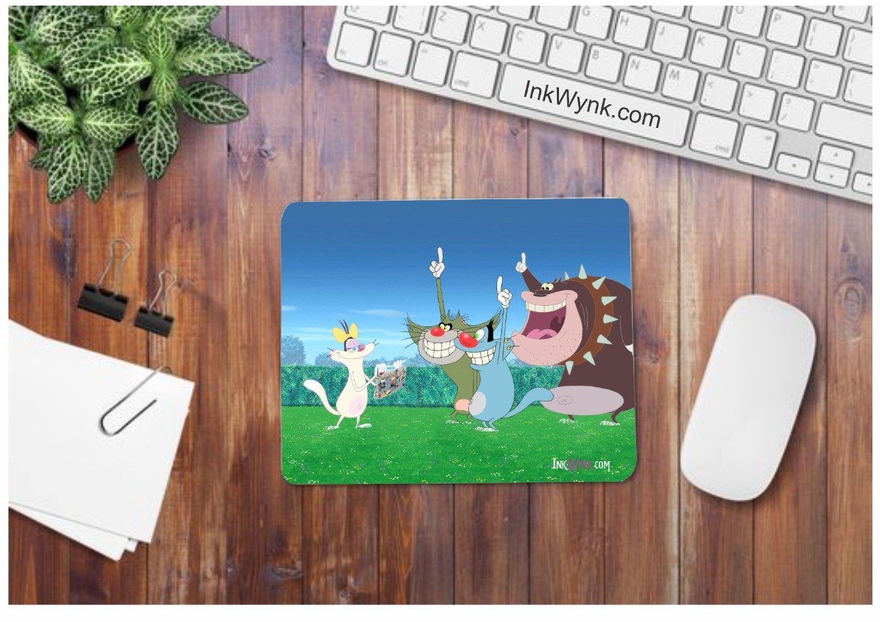 Oggy and the Cockroaches Mouse Pad for 90's Generation (Non Slip Base)