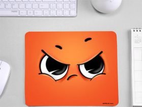 Angry Emoticon Printed Mouse Pad for Gamers