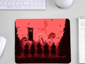 Black Samurai Graphic Printed Mouse Pad for Students