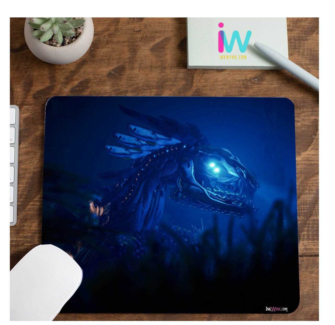 Blue Robot Dragon Printed Mouse Pad for Students