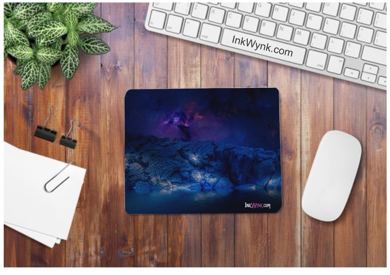 Blue Space Abstract Printed Mouse Pad for Office