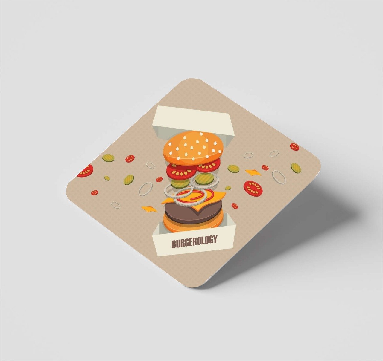 Burger Printed Coaster for Table (Pack of 4 Coasters)