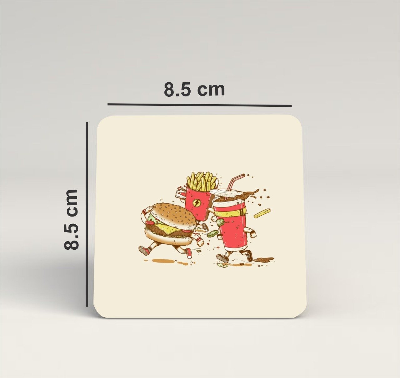 Fast Food Design Coaster for Table (Pack of 4 Coasters)