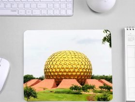 Golden Matrimandir Rubber Grip Mouse Pad For Laptop