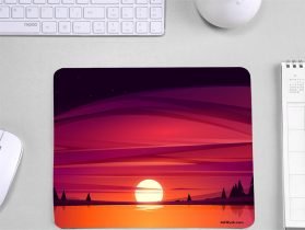 Illustration Sunset on A lake Rubber Grip Mouse Pad