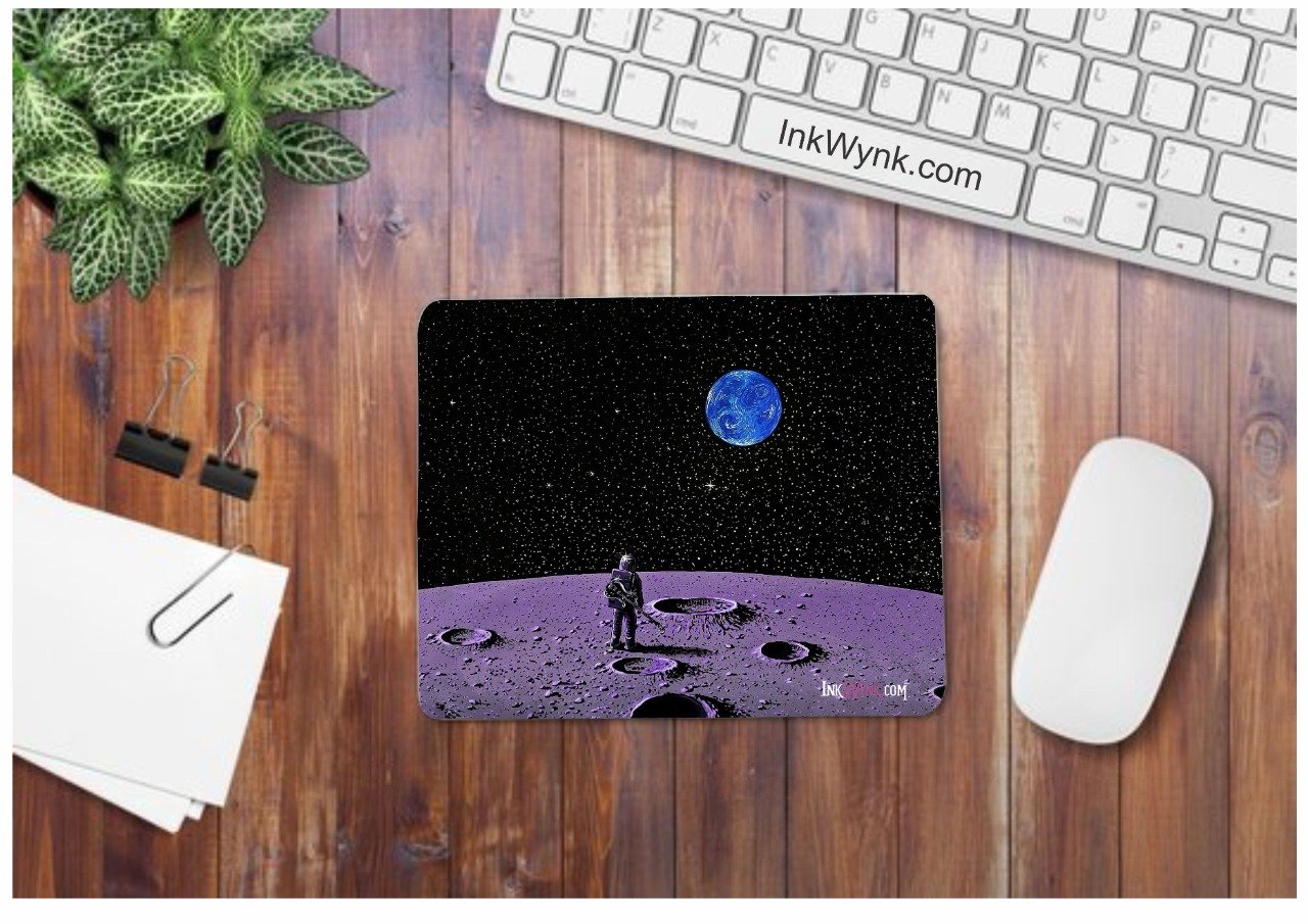 Man on Moon Printed Mouse Pad (Medium Size)