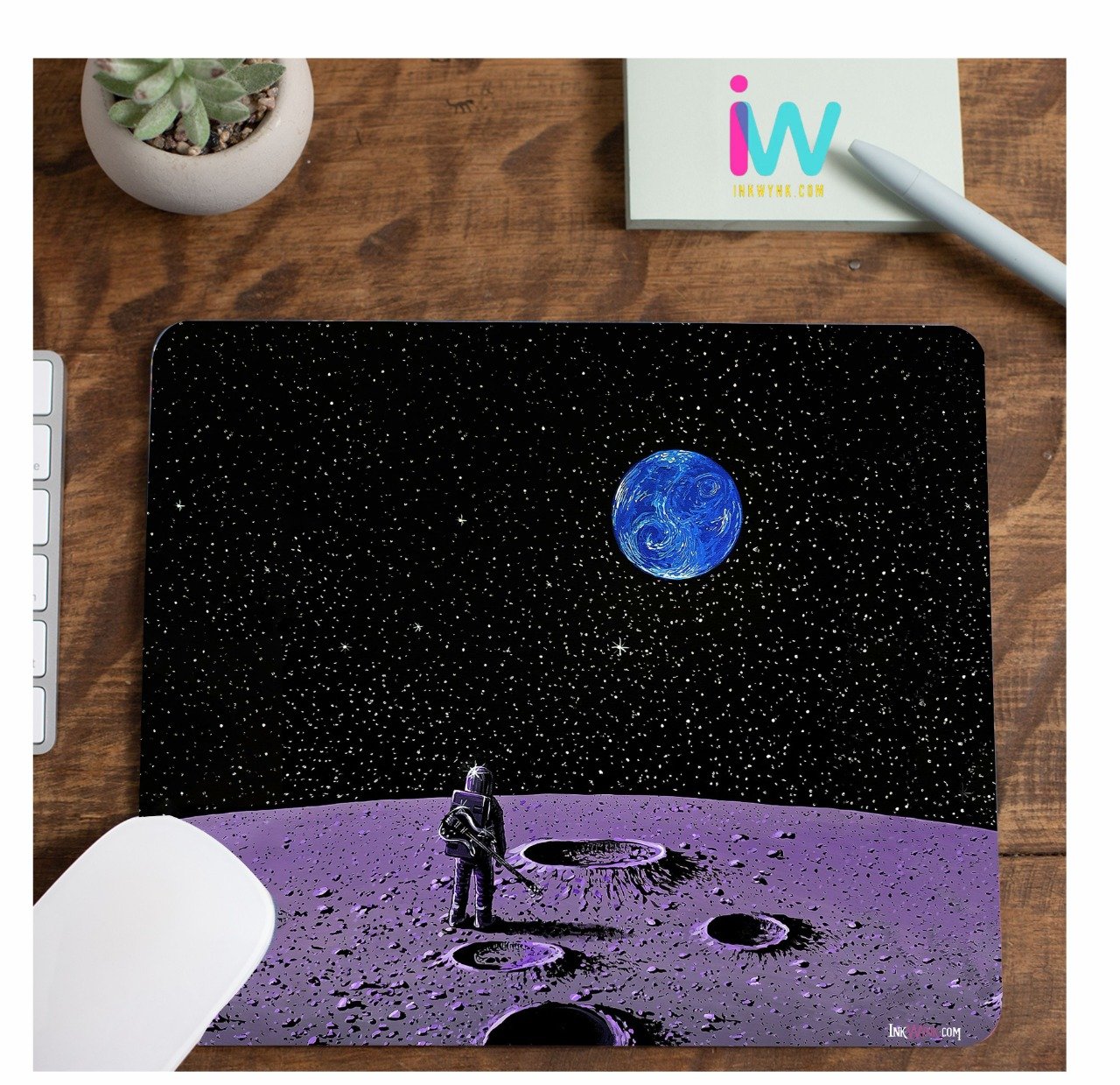 Man on Moon Printed Mouse Pad (Medium Size)