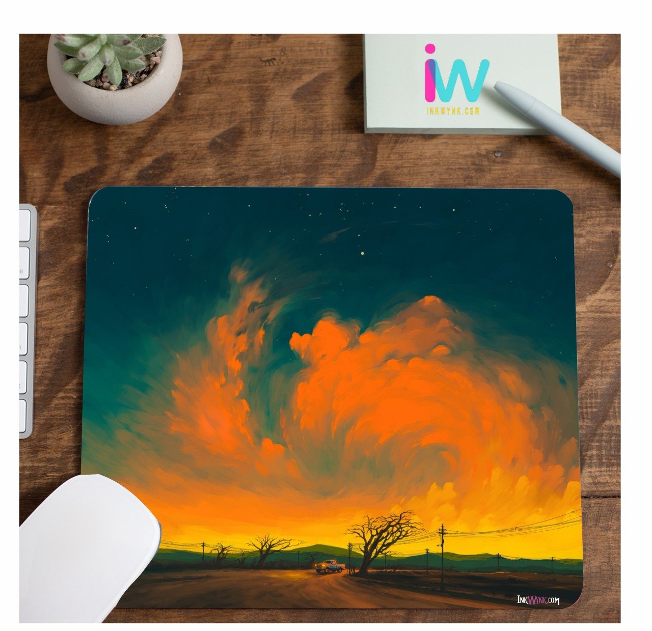 Orange sunset graphic design mouse pad for offices