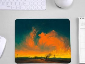 Orange sunset graphic design mouse pad for offices