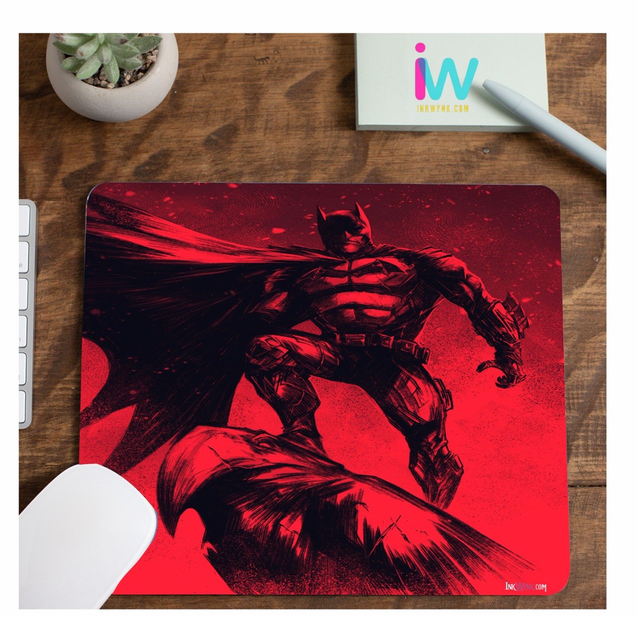 Red Muscular Batman Mouse Pad for Computer