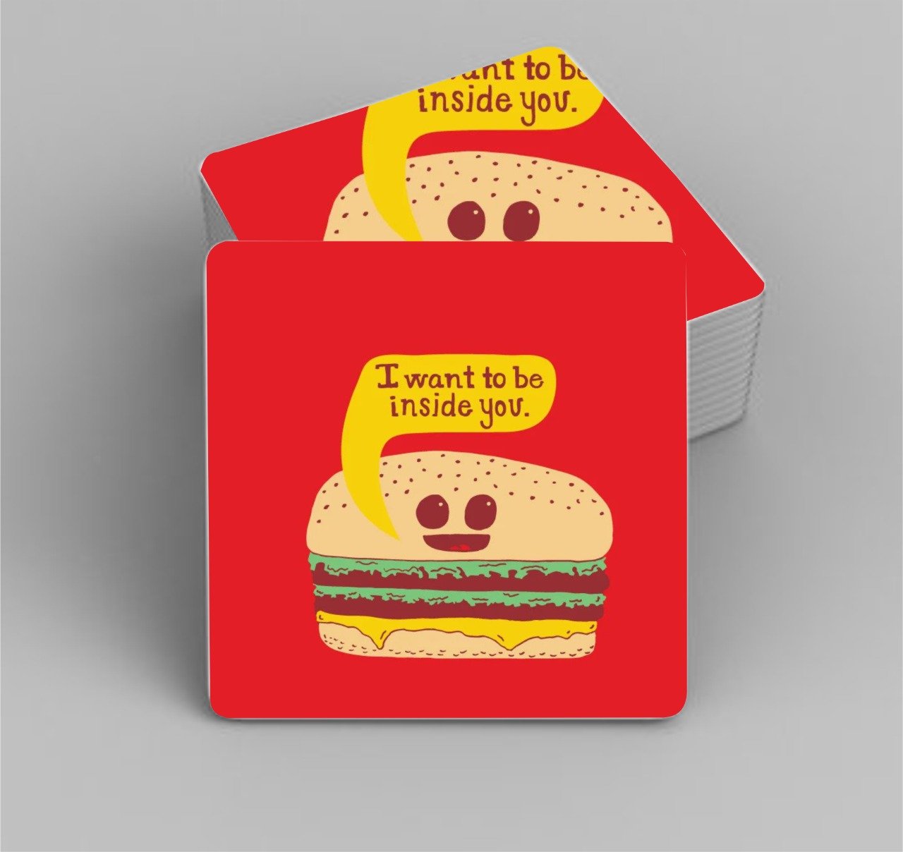 Simply Face Burger Coaster for Table (Pack of 4 Coasters)