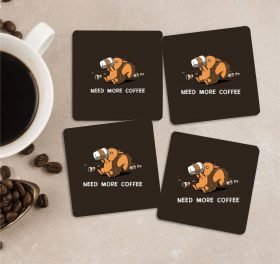 Squirrel Drinking coffee Coaster for Table (Pack of 4 Coasters)